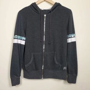 Victoria's Secret Hoodie Sweater Sequins Accents Womans Size XS Dark Gray